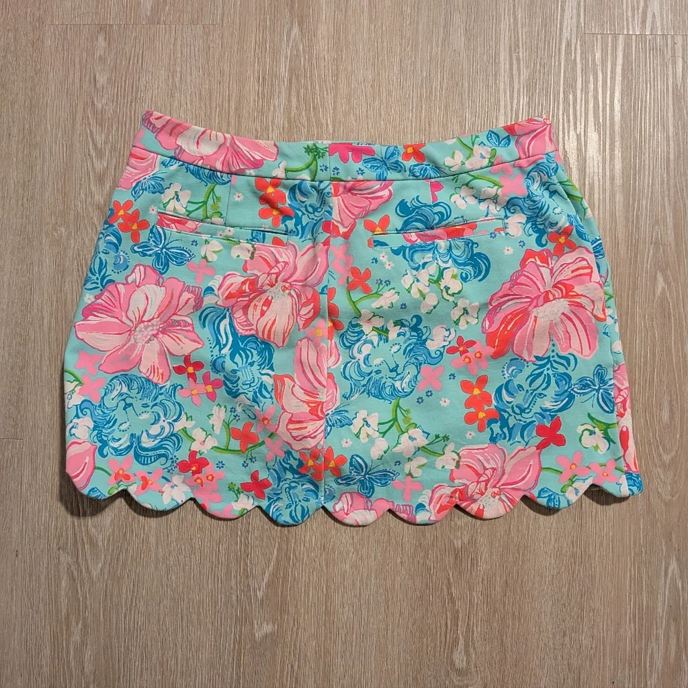 Lilly Pulitzer Skort Colette Hem Knit Surf Blue Luscious Lions - Picture 5 of 10